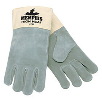Memphis Glove X-Large Gray Split Cowhide Double Wool Lined Heat Resistant Gloves With 3 1-2" Duck Cuff