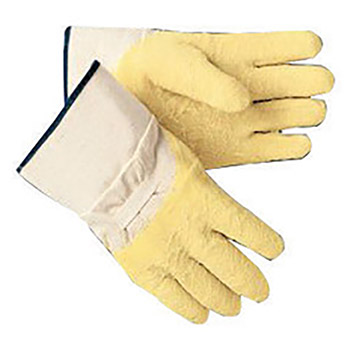 Memphis MEG6800 Large TuffTex Cut Resistant Yellow Natural Rubber Latex Dipped Palm And 3-4 Back Coated Work Gloves With Interlock Liner And Plasticized Safety Cuff