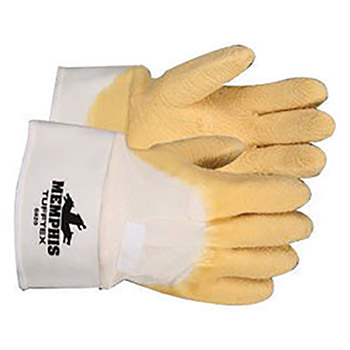 Memphis Large TuffTex Cut Resistant Yellow Natural Rubber Latex Dipped Palm And 3-4 Back Coated Work Gloves With Jersey Liner And Plasticized Safety Cuff