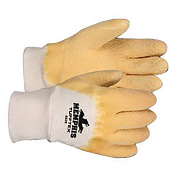 Memphis Large TuffTex Cut Resistant Yellow Natural Rubber Latex Dipped Palm And 3-4 Back Coated Work Gloves With Jersey Liner And Knit Wrist