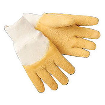 Memphis Large TuffTex Cut Resistant Yellow Natural Rubber Latex Dipped Palm And 3-4 Back Coated Work Gloves With Interlock Liner And Knit Wrist