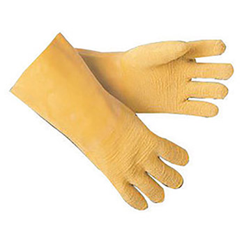 Memphis MEG6845 Large TuffTex Cut Resistant Yellow Natural Rubber Latex Dipped Palm Coated Work Gloves With Interlock Liner And Gauntlet Cuff