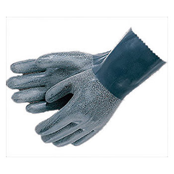 Memphis 12'' Length Large Nitri-Grit Cut Resistant Dark Blue Nitrile And Latex Dipped And Full Back Coated Work Gloves With Interlock Cotton Liner And Gauntlet Cuff