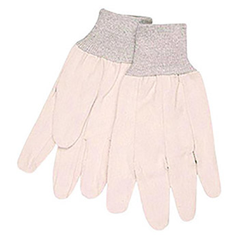 Memphis Large 8 Ounce Natural Cotton Canvas Clute Back Uncoated Work Gloves With Knit Wrist And Straight Thumb