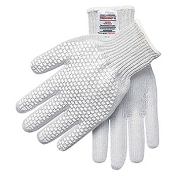 Memphis Glove Large White Steelcore II 7 gauge Stainless Steel And Polyester Yarn Left Hand Cut Resistant Gloves With Knit Wrist, PVC Blocks On One Side Coating