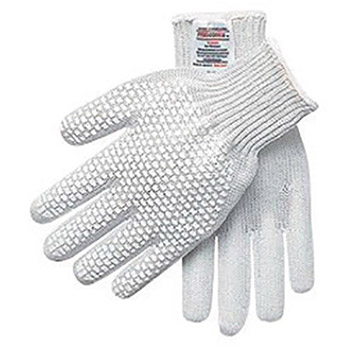 Memphis Glove Large White Steelcore II 7 gauge Stainless Steel And Polyester Yarn Right Hand Cut Resistant Gloves With Knit Wrist, PVC Blocks On One Side Coating