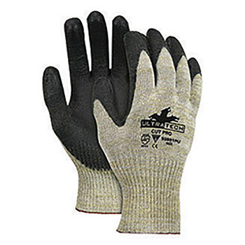 Memphis Large Cut Pro 10 Gauge Cut Resistant Black Polyurethane Palm And Finger Coated Work Gloves With Fiberglass, Stainless Steel And Kevlar Liner And Knit Wrist