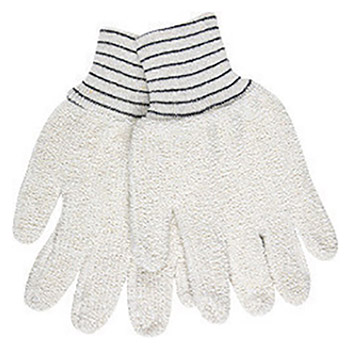 Memphis MEG9400KM Glove Large 6 1/2" Natural 18 Ounce Regular Weight Cotton Polyester Blend Terry Cloth Heat Resistant Gloves With Straight Thumb And  2 1/2" Knit Wrist