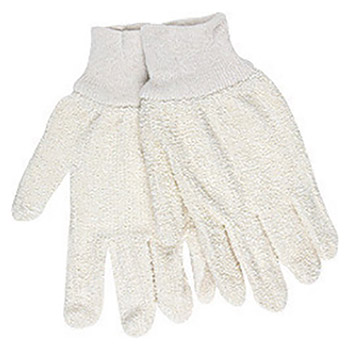 Memphis Glove Medium 11" Natural 18 Ounce Regular Weight Cotton Polyester Blend Terry Cloth Heat Resistant Gloves With Straight Thumb And  2 1-2" Knit Wrist