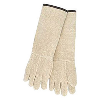 Memphis Glove Large Natural Hotline Extra Heavy Weight Loop-Out Terry Cloth Heat Resistant Gloves With Straight Thumb And 11" Gauntlet Cuff