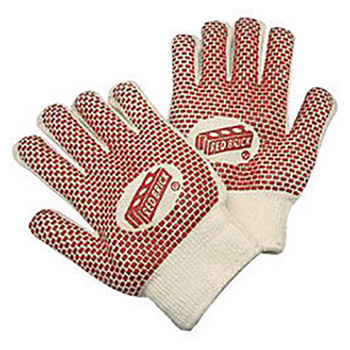Memphis Glove Large 6.29" Natural Red Brick Heavy Weight 2 Ply Loop-In Terry Cloth Heat Resistant Gloves With Straight Thumb, 2 1-2" Knit Wrist, And Nitrile Blocks On Both Sides, Per Dz