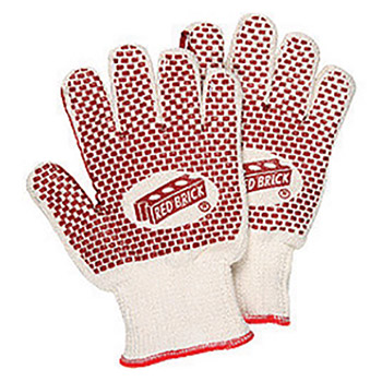Memphis Glove Small Red Red Brick Heavy Weight 2 Ply Loop-In Terry Cloth Heat Resistant Gloves With Straight Thumb, Knit Wrist And Nitrile Blocks On Both Sides