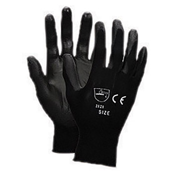 Memphis X-Large Economy 13 Gauge Cut And Abrasion Resistant Black Polyurethane Dipped Palm And Finger Coated Work Gloves With Nylon Liner And Knit Wrist