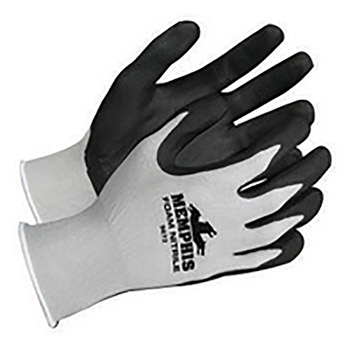Memphis 13 Gauge Black Foam Nitrile Dipped Palm And Finger Coated Work Gloves With Seamless Liner And Knit Wrist, Per Dz