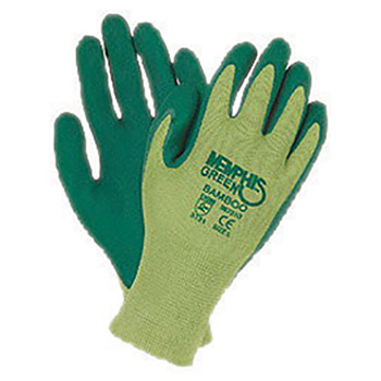 Memphis Large 13 Gauge Green Foam Latex Palm And Finger Coated Work Gloves With Seamless Liner And Knit Wrist