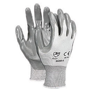 Memphis X-Large 13 Gauge Gray Nitrile Dipped Palm And Finger Coated Work Gloves With Seamless Nylon Liner And Knit Wrist
