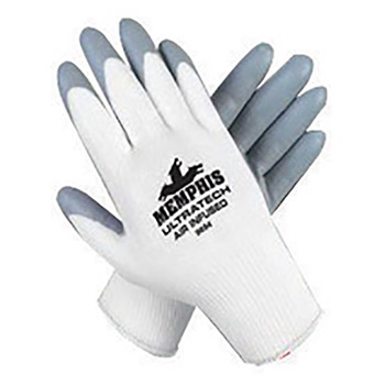 Memphis Large UltraTech Air Infused 15 Gauge Cut And Abrasion Resistant Gray Nitrile Dipped Palm And Finger Coated Work Gloves With Nylon Liner And Knit Wrist
