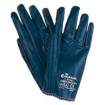 Memphis Ladies Small The Consolidator Abrasion Resistant Blue Nitrile Palm Coated Work Gloves With Interlock Cotton Liner And Slip-On Cuff