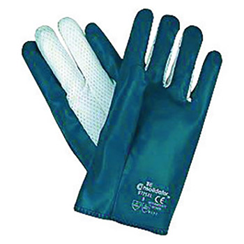 Memphis Medium The Consolidator Abrasion Resistant Blue Nitrile Palm Coated Work Gloves With Interlock Liner, Slip-On Cuff And Vented Back