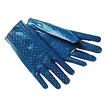 Memphis Large The Consolidator Abrasion Resistant Blue Nitrile Palm Coated Work Gloves With Interlock Liner And Slip-On Cuff