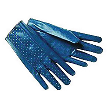 Memphis Medium The Consolidator Abrasion Resistant Blue Nitrile Palm Coated Work Gloves With Interlock Liner And Slip-On Cuff