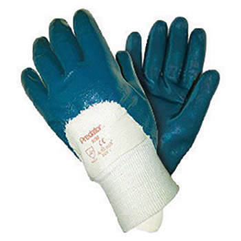 Memphis Large Predator Cut Resistant Blue Nitrile Dipped Palm And 3-4 Back Coated Work Gloves With Jersey Liner And Knit Wrist