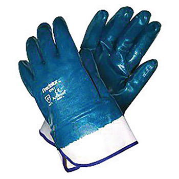 Memphis Large Predator Cut Resistant Blue Nitrile Dipped Fully Coated Work Gloves With Jersey Liner And Safety Cuff