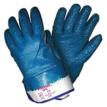Memphis Large Mens Predator Cut Resistant Blue Nitrile Dipped Fully Coated Work Gloves With Jersey Liner And Safety Cuff