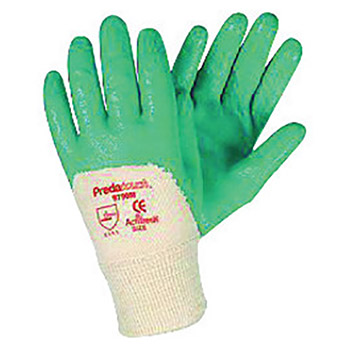 Memphis Large Predatouch Ultra Light Weight Aqua Green Nitrile Dipped Palm And 3-4 Back Coated Work Gloves With Interlock Liner And Knit Wrist