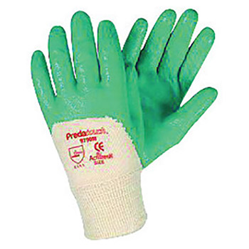Memphis X-Small Predatouch Light Weight Aqua Green Nitrile Dipped Palm And 3-4 Back Coated Work Gloves With Interlock Liner And Knit Wrist