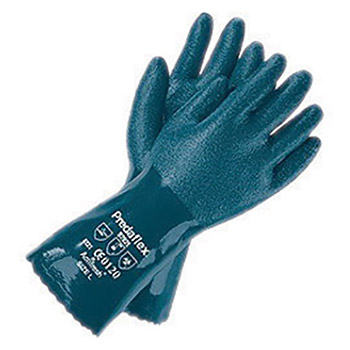 Memphis Large Predaflex Cut Resistant Blue Nitrile Dipped Palm And Full Back Coated Work Gloves With Interlock Liner And Gauntlet Cuff