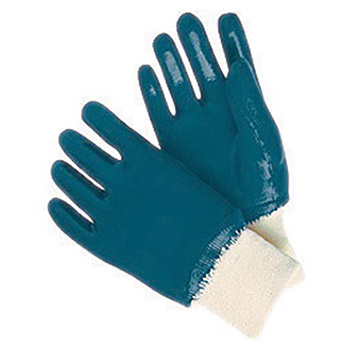 Memphis Large Economy Cut Resistant Blue Nitrile Dipped Fully Coated Work Gloves With Jersey Liner And Knit Wrist