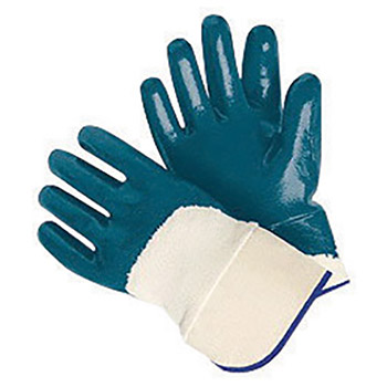 Memphis Large Predator Cut And Chemical Resistant Blue Nitrile Dipped Palm Coated Work Gloves With Jersey Liner And Safety Cuff