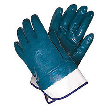 Memphis Large Economy Cut Resistant Blue Nitrile Dipped Fully Coated Work Gloves With Jersey Liner And Safety Cuff