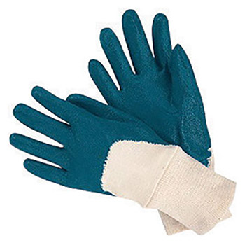 Memphis X-Large Economy Cut Resistant Blue Nitrile Dipped Palm Coated Work Gloves With Interlock Liner And Knit Wrist
