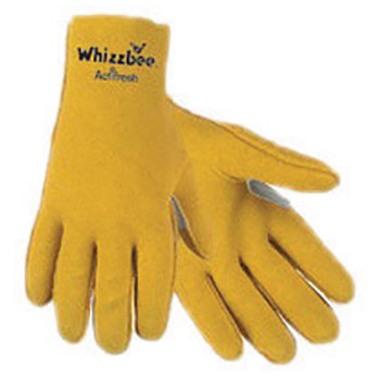 Memphis Medium Whizzbee Gold Vinyl Dipped Palm Coated Work Gloves With Jersey Liner And Scalloped And Slip-On Cuff