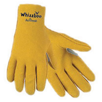 Memphis Small Whizzbee Gold Vinyl Dipped Palm Coated Work Gloves With Jersey Liner And Scalloped And Slip-On Cuff