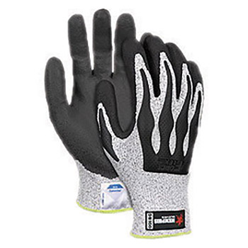 Memphis Large ForceFlex 13 Gauge Cut Resistant Black Polyurethane Dipped Palm And Finger Coated Work Gloves With Dyneema Liner, Knit Wrist And TPU Back