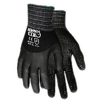 Memphis Large 15 Gauge Cut And Abrasion Resistant Black Nitrile Dipped Palm And Finger Coated Work Gloves With Nylon Liner And Knit Wrist