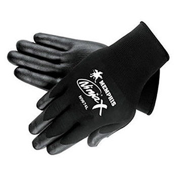 Memphis MEGN9674XL X-Large Ninja X 15 Gauge Black Nitrile, Polyurethane And Bi-Polymer Dipped Palm And Fingertip Coated Work Gloves With Lycra And Nylon Liner And Knit Wrist