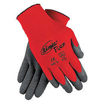 Memphis MEGN9680M Medium Ninja Flex 15 Gauge Gray Latex Dipped Palm Coated Work Gloves With Nylon Liner And Knit Wrist