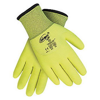 Memphis Glove Large Hi-Viz Yellow Ninja ICE 7 Gauge Acrylic Terry Lined General Purpose Cold Weather Gloves With Knit Wrist, 15 Gauge Nylon Shell, HPT Coated Palm, Fingertips And Knuckle Coated