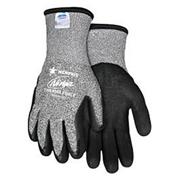 Memphis Glove Large Black And Gray Ninja Therma Force 7 Gauge Acrylic Terry Lined Cold Weather Gloves With Knit Wrist, Salt-Pepper 13 Gauge Dyneema And Synthetic Fibers Shell And Bi-Polymer Coated Palm And Fingertips