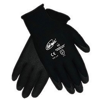 Memphis MEGN9699L Large Ninja HPT 15 Gauge Dark Gray Foam, PVC And Sponge Dipped Palm Coated Work Gloves With Nylon Liner And Knit Wrist