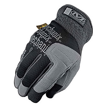 Mechanix Wear Medium Black And Gray Full Finger Synthetic Leather Anti-Vibration Gloves With Elastic Cuff, Padded Palm, Reinforced Fingertips And EVA Foam Index Knuckle