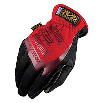 Mechanix Wear Small Black And Red FastFit Full Finger Synthetic Leather Mechanics Gloves With Elastic Cuff, Spandex Padded Back, Stretch Panels