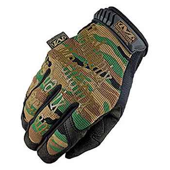 Mechanix Wear Small Woodland Camo The Original Full Finger Synthetic Leather Mechanics Gloves With Hook And Loop Cuff, Spandex Back, Reinforced Thumb Panel, Smooth Thumb And Index Fingertips