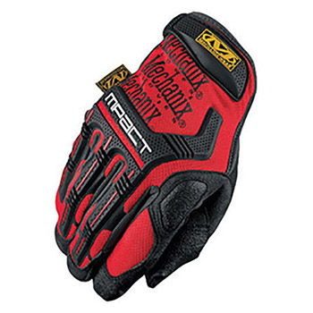 Mechanix Wear Small Black And Red M-Pact Full Finger Synthetic Leather Anti-Vibration Gloves With Hook And Loop Cuff, Reinforced Fingertips, PORON XRD Foam Palm And Rubberized Grip On Thumb, Index Finger And PORON XRD Palm Padded