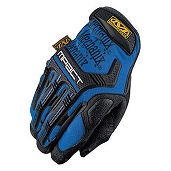 Mechanix MF1MPT-03-008 Wear Small Black And Blue M-Pact Full Finger Synthetic Leather Anti-Vibration Gloves With Hook And Loop Cuff, Reinforced Fingertips, PORON XRD Foam Palm And Rubberized Grip On Thumb, Index Finger And PORON XRD Palm Padded