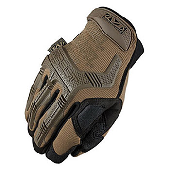 Mechanix Wear Large Coyote M-Pact Full Finger Synthetic Leather Anti-Vibration Gloves With Hook And Loop Cuff, Reinforced Fingertips, PORON XRD Palm Padded And Knuckle Protection